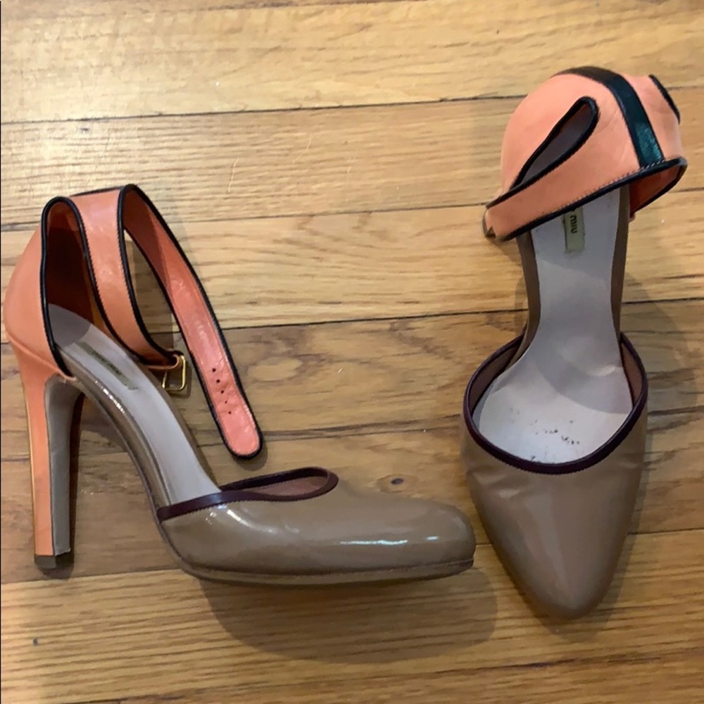 Miu Miu ankle strap leather heel